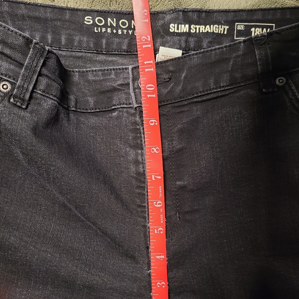 Sonoma Women's Slim Straight Leg Jeans, 18W, Faded Black - Picture 6 of 7